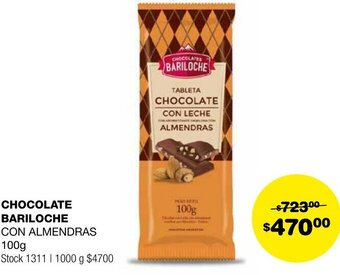 Atomo Conviene CHOCOLATE BARILOCHE CON ALMENDRAS 100g oferta