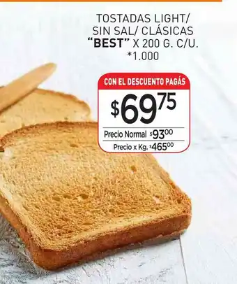 La Anonima Best Tostadas Light Sin Sal Clásicas x 200 g oferta