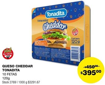 Atomo Conviene QUESO CHEDDAR TONADITA 10 FETAS 120g oferta