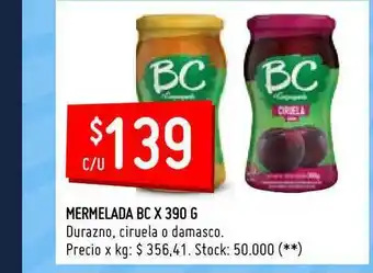 Walmart Mermelada BC X 390 G Durazno, Ciruela O Damasco oferta