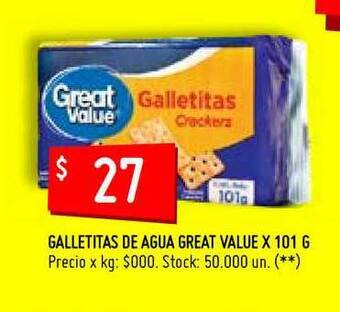 Walmart Galletitas De Agua Great Value X 101 G oferta