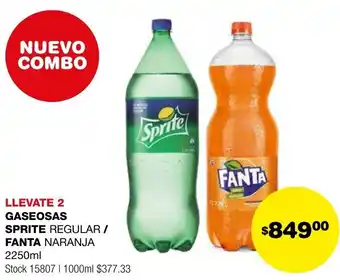 Atomo Conviene LLEVATE 2 GASEOSAS SPRITE REGULAR / FANTA NARANJA 2250ml oferta