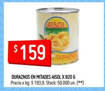Changomas Duraznos En Mitades Aisol X 820 G oferta