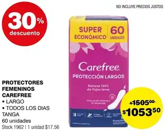 Atomo Conviene PROTECTORES FEMENINOS CAREFREE 60 unidades oferta