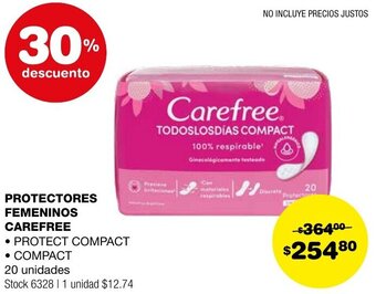 Atomo Conviene PROTECTORES FEMENINOS CAREFREE 20 unidades oferta