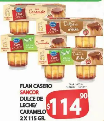 Supermercados Becerra Flan Casero Sancor Dulce De Leche Caramelo 2 x 115 gr oferta