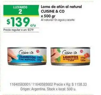 Jumbo Lomo De Atun Al Natural Cuisine & Co x 500 gr oferta
