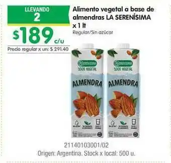 Jumbo Alimento Vegetal A Base De Almendras La Serenisima oferta