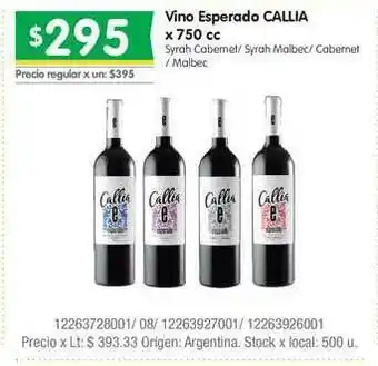 Jumbo Vino Esperado Callia oferta