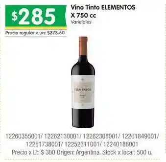 Jumbo Vino Tinto Elementos x 750 cc oferta