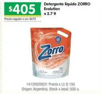 Jumbo Detergente Liquido Zorro Evolution oferta