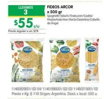 Jumbo Fideos Arcor x 500 gr oferta