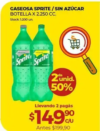 Gaseosa Sprite Sin Azucar x 2.250cc