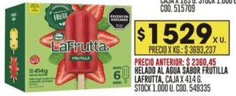 Coto HELADO AL AGUA SABOR FRUTILLA LAFRUTTA, CAJA X 414 G. oferta