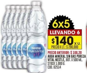 Coto AGUA MINERAL SIN GAS PUREZA VITAL NESTLE, BOT. X 500 ML. STOCK 1.000 U. COD.82514 oferta