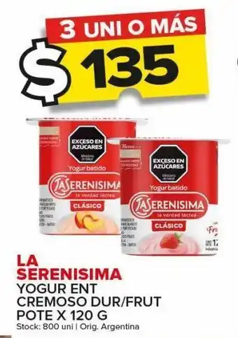 Carrefour Maxi Yogur entero la serenisima x 120g oferta