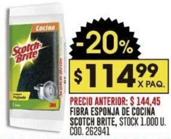FIBRA ESPONJA DE COCINA SCOTCH BRITE, STOCK 1.000 U. COD. 262941