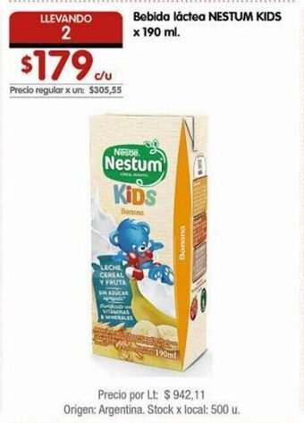 Bebida láctea NESTUM KIDS x 190 ml.