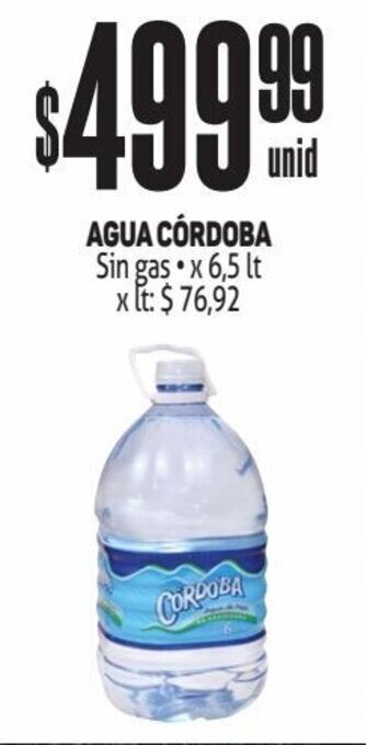 Makro AGUA CÓRDOBA Sin gas x 6,5 lt oferta