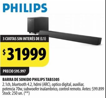 Punto Mayorista PHILIPS BARRA DE SONIDO PHILIPS TAB5305 oferta