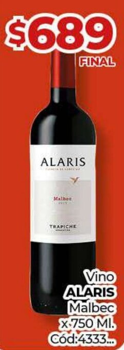 Diarco Vino ALARIS Malbec x 750ml oferta
