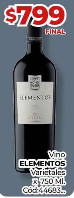Diarco Vino ELEMENTOS Varietales X 750 MI. Cód:44683... oferta