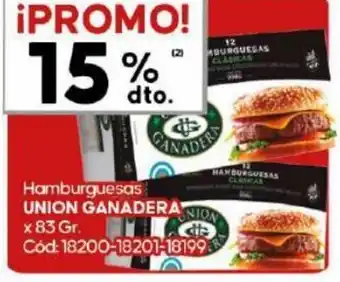 Diarco HAMBURGUESAS UNION GANADERA NION x 83 Gr. oferta