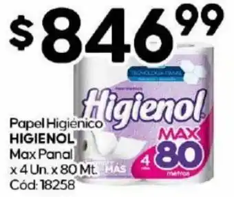 Diarco Papel Higienico HIGIENOL Max Panal x 4un x 80mt oferta