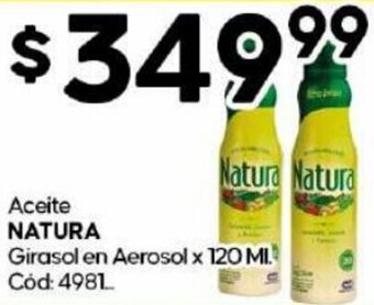 Diarco Aceite NATURA Girasol en Aerosol x 120 MI. Cod: 4981. oferta