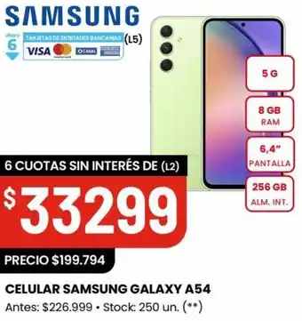 Changomas CELULAR SAMSUNG GALAXY A54 oferta