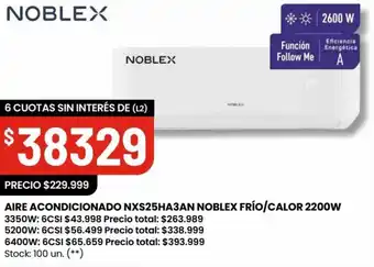Changomas AIRE ACONDICIONADO NXS25HA3AN NOBLEX FRÍO/CALOR 2200W oferta