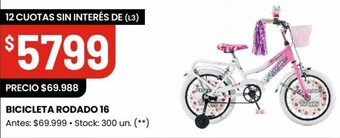 Changomas BICICLETA RODADO 16 oferta