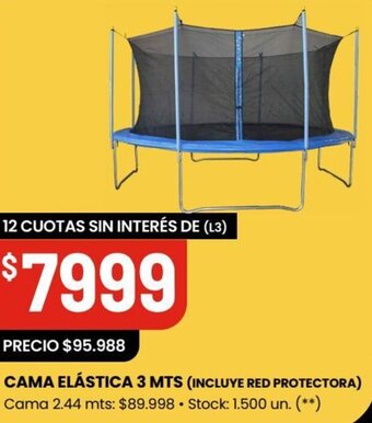 Changomas CAMA ELÁSTICA 3 MTS (INCLUYE RED PROTECTORA) oferta