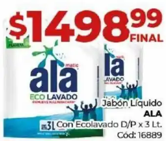 Diarco Jabón Líquido ALA Con Ecolavado D/P x 3 Lt. Cód: 16889 oferta