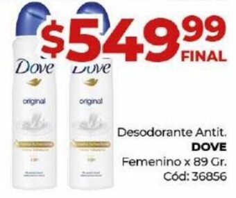 Diarco Desodorante Antit. DOVE Femenino x 89 Gr. Cód: 36856 oferta