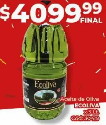 Diarco Aceite de Oliva ECOLIVA x3 Lt oferta