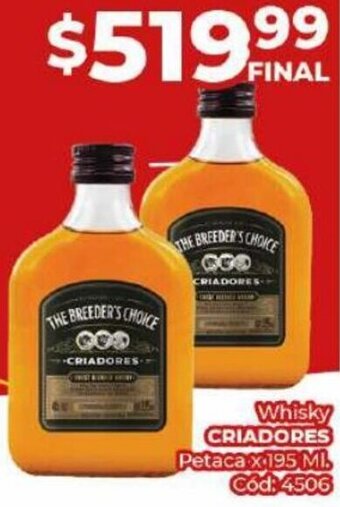 Diarco Whisky CRIADORES Petaca x 195 MI Cód: 4506 oferta