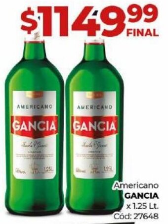 Diarco Americano GANCIA x 1.25 Lt. Cód: 27648 oferta