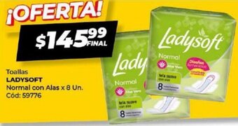 Diarco Toallas LADYSOFT Normal con Alas x 8 Un. Cód: 59776 oferta