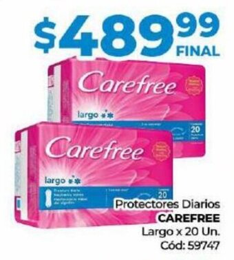 Diarco Protectores Diarios CAREFREE Largo x 20 Un. Cód: 59747 oferta