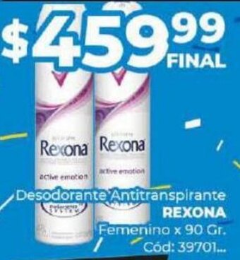 Diarco Desodorante Antitranspirante REXONA Femenino x 90 Gr. Cód: 39701... oferta