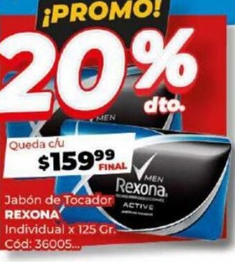 Diarco Jabón de Tocador REXONA Individual x 125 Gr.-Cód: 36005... oferta