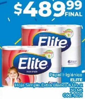 Diarco Papel Higiénico ELITE Hoja Simple Extra Blanco 6 Un x 30 Mt oferta