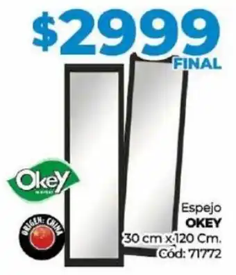 Diarco Espejo OKEY 30 cm x 120 Cm. Cód: 71772 oferta