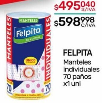 Nini Mayorista FELPITA Manteles individuales 70 paños x1 uni oferta