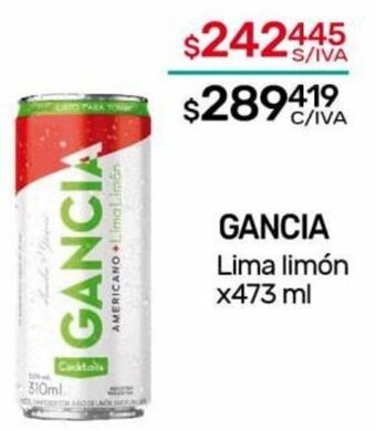 Nini Mayorista GANCIA Lima limón x473 ml oferta