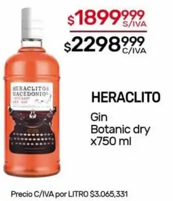 Nini Mayorista HERACLITO Gin Botanic dry x750 ml oferta