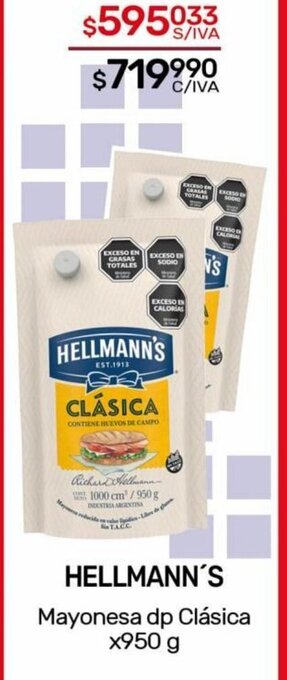 Nini Mayorista HELLMANN'S Mayonesa dp Clásica x950 g oferta