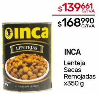 Nini Mayorista INCA Lenteja Secas Remojadas x350 g oferta