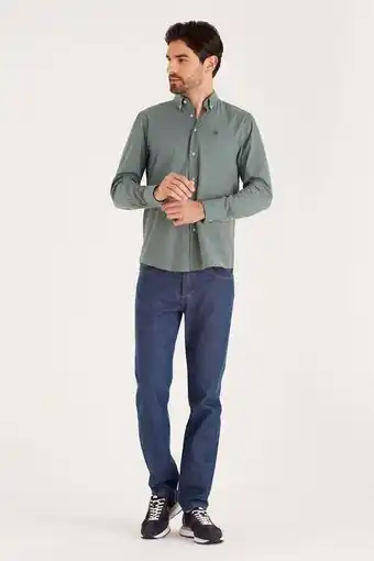 Macowens Camisa sport verde melange oferta